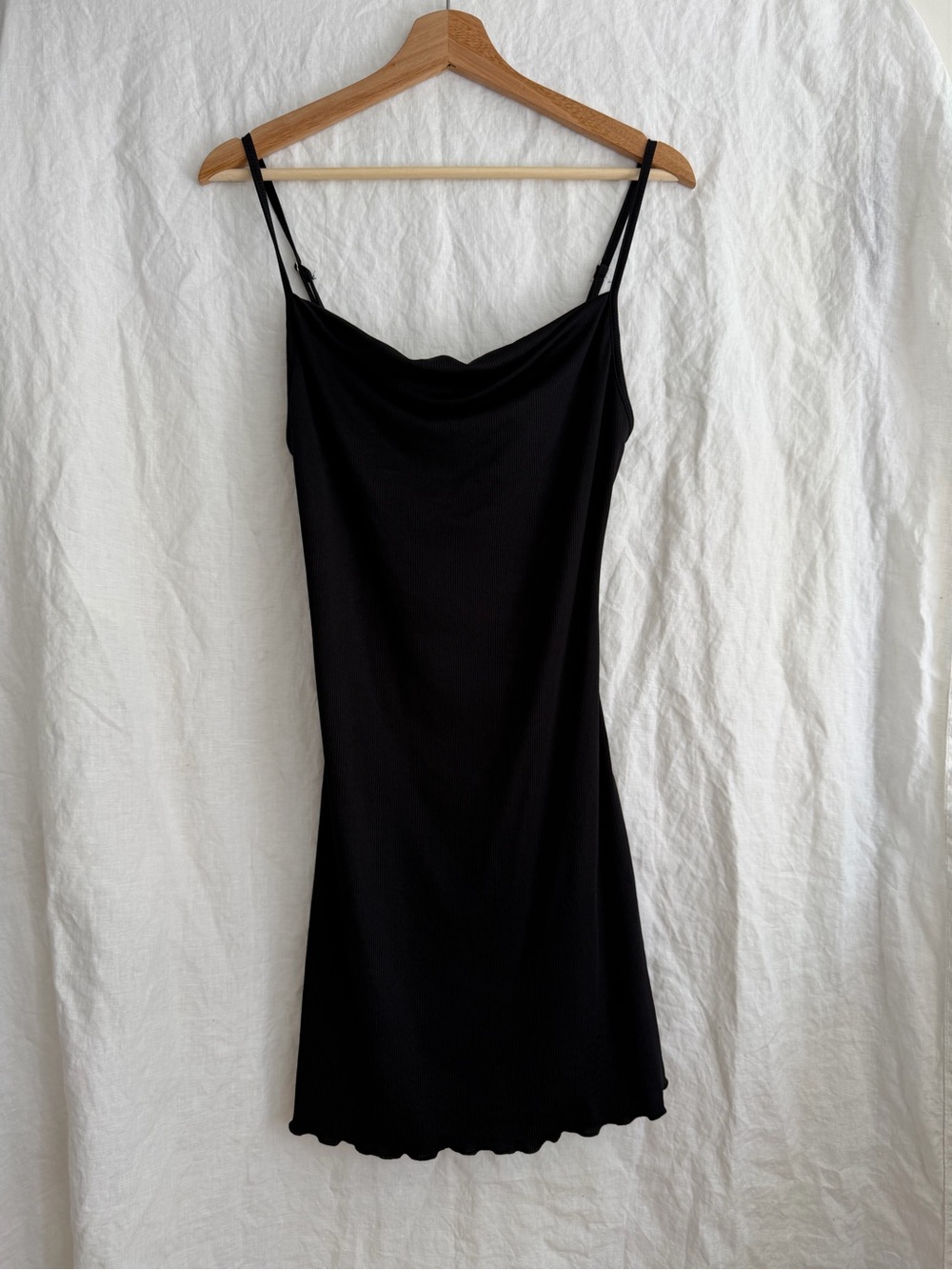 Cider Black Mini Dress Cowl Neck Corset Seam Romantic Goth Soft Grunge Medium